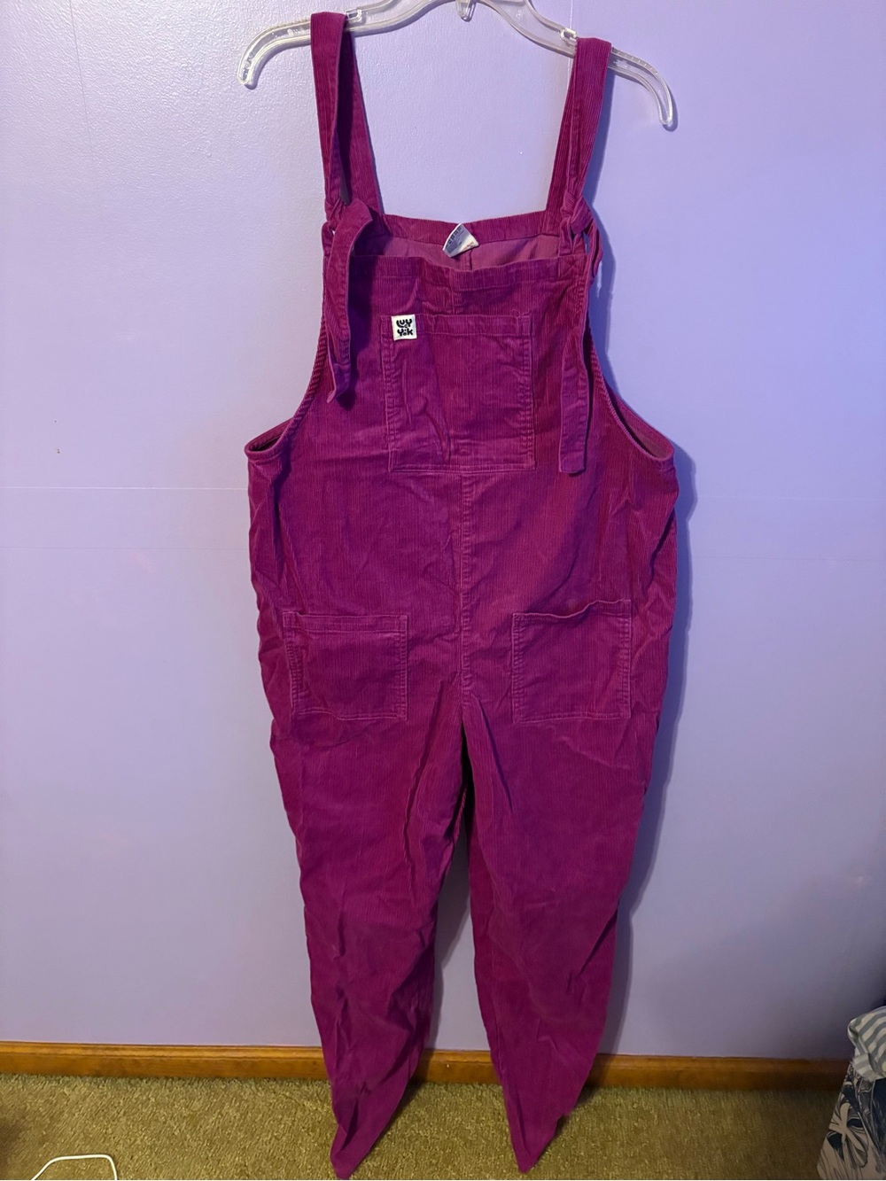 Lucy & Yak Magenta Corduroy Overalls-Long Length